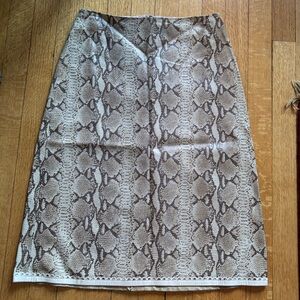 Elegant Snake Print A-Line Leather Skirt